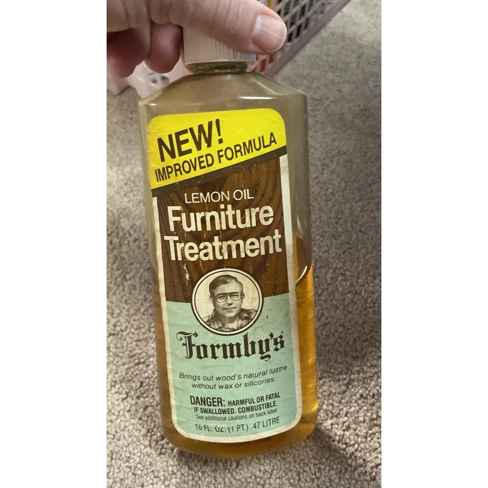 Vintage 1984 Formby's Lemon Oil Treatment Wood Furniture 16 oz 1 pint 70% Full